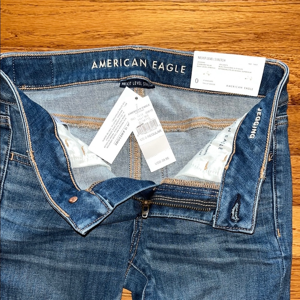 American Eagle Outfitters Blue Skinny Jeans Mid-Rise Stretch - Picture 6 of 13